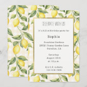 Fresh Yellow Lemons Birthday 招待状 (正面/裏面)