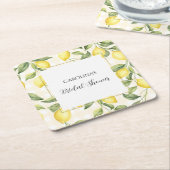 Fresh Yellow Lemons Bridal Shower   スクエアペーパーコースター (アングル)
