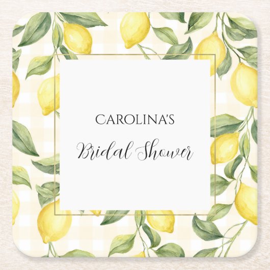 Fresh Yellow Lemons Bridal Shower   スクエアペーパーコースター (正面)