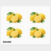 Fresh Yellow Lemons with Green Leaves Sticker 長方形シール (シート)