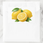 Fresh Yellow Lemons with Green Leaves Sticker 長方形シール (バッグ)
