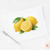 Fresh Yellow Lemons with Green Leaves Sticker 長方形シール (封筒)
