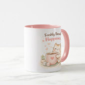 Freshly Brewed Kawaii Cute Kitty Cat Coffee Pink マグカップ (正面右)