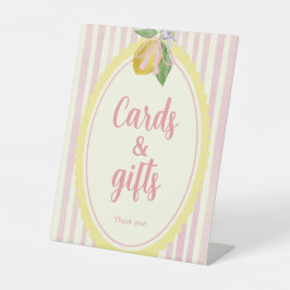 Freshly Cards & Gifts ピンクレモンパーティーテーブルサイン 台座サイン