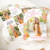 Freshly Graduated Floral Citrus Graduation Party 招待状