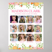 Freshly Graduated Floral Citrus Milestone Photo ポスター (正面)