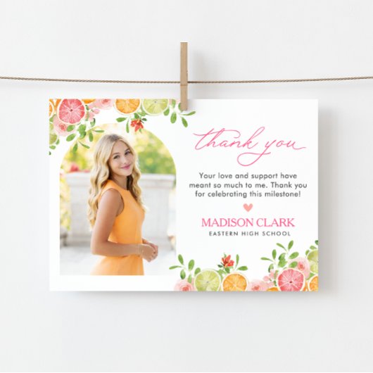 Freshly Graduated Floral Citrus Thank You Card サンキューカード