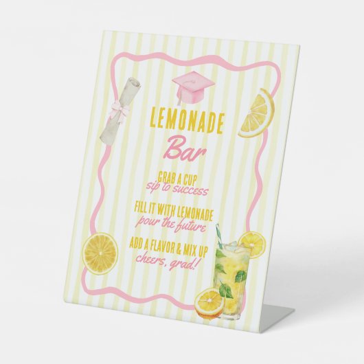 Freshly Graduated Grad Party Lemonade Bar 台座サイン (正面)