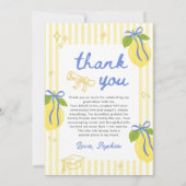 Freshly Graduated Lemon Blue Bow Graduation サンキューカード (裏面)