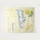 Freshly Graduated Lemon Blue Bow Graduation タペストリー (正面(横))