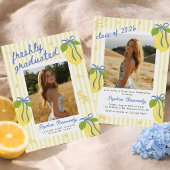 Freshly Graduated Lemon Blue Bow Graduation 招待状