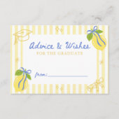 Freshly Graduated Lemon Graduation Advice Wishes エンクロージャーカード (正面)
