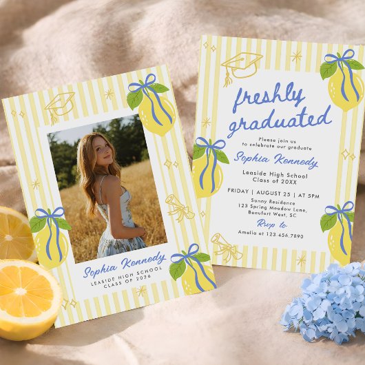 Freshly Graduated Lemon Graduation Announcement 招待状