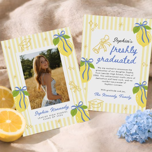 Freshly Graduated Lemon Graduation Announcement 招待状