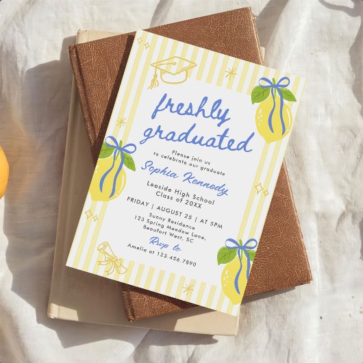 Freshly Graduated Lemon Graduation Announcement 招待状