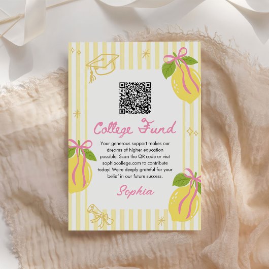 Freshly Graduated Lemon Graduation College Fund エンクロージャーカード