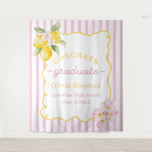 Freshly Graduated Lemon Graduation Decor タペストリー (正面)