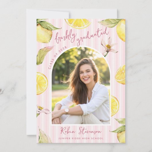 Freshly Graduated Lemon Graduation Party 招待状 (正面)