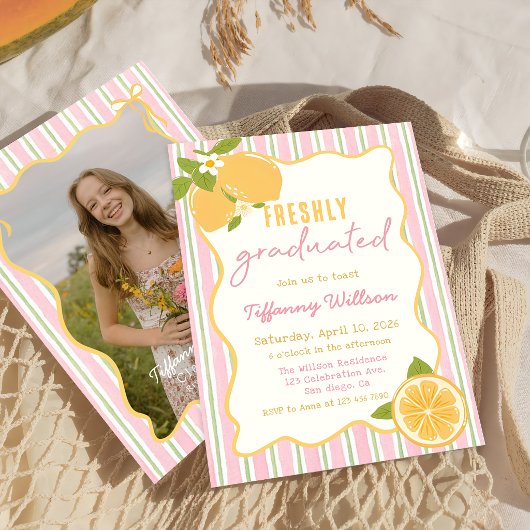 Freshly Graduated Lemon Graduation Party 招待状
