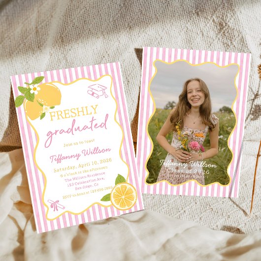 Freshly Graduated Lemon Graduation Party 招待状