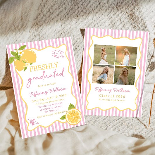 Freshly Graduated Lemon Graduation Party 招待状