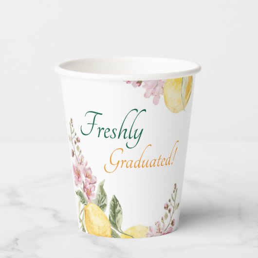 Freshly Graduated lemon Graduation Party Paper Cup 紙コップ (正面)