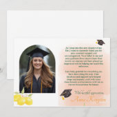 Freshly Graduated Lemon Graduation Thank You Card 招待状 (正面/裏面)