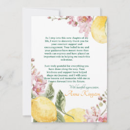 Freshly Graduated Lemon Graduation Thank You Card 招待状