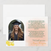 Freshly Graduated Lemon Graduation Thank You Card 招待状 (正面/裏面)