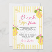 Freshly Graduated Lemon Pink Bow Graduation サンキューカード (裏面)
