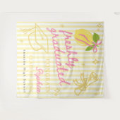 Freshly Graduated Lemon Pink Bow Graduation タペストリー (正面(横))