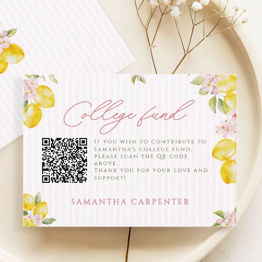 Freshly graduated lemon pink floral college fund エンクロージャーカード