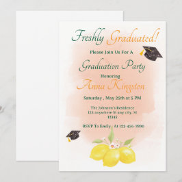 Freshly Graduated Lemon Pink Graduation Invitation 招待状