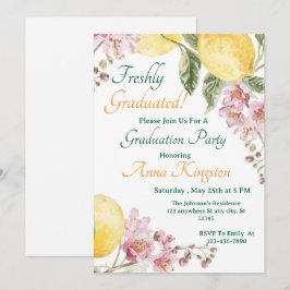 Freshly Graduated Lemon Pink Graduation Invitation 招待状