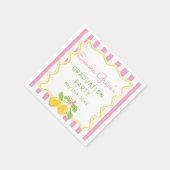 Freshly Graduated Lemon Pink Stripes Grad Napkins スタンダードカクテルナプキン (角)