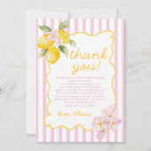 Freshly Graduated Lemon Pink Stripes Graduation サンキューカード (正面)