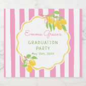 Freshly Graduated Lemon Pink Stripes Graduation スパークリングワインラベル (シングルラベル)