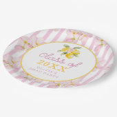 Freshly Graduated Lemon Pink Stripes Graduation ペーパープレート (アングル)