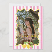 Freshly Graduated Lemon Pink Stripes Graduation 招待状 (正面)