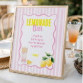 Freshly Graduated Lemon Pink Stripes Lemonade Bar ポスター