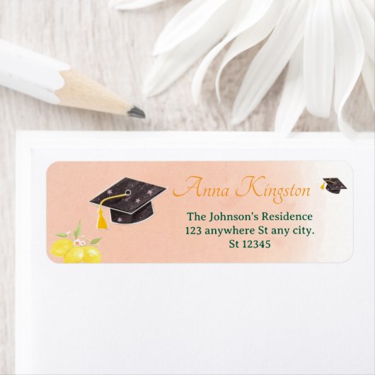 Freshly Graduated lemon Return Address Labels ラベル (インサイチュ)