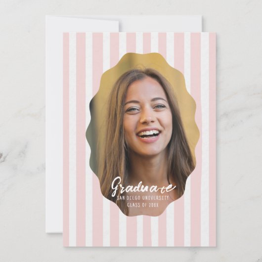 Freshly Graduated Lemon Stripe Graduation Party 招待状 (裏面)