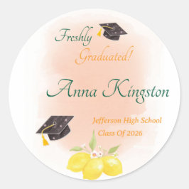 Freshly Graduated Lemon them Personalized ラウンドシール