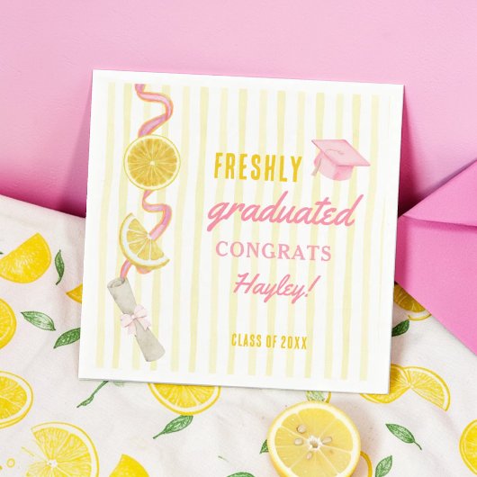 Freshly Graduated Lemonade Graduation Party スタンダードカクテルナプキン