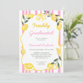 Freshly Graduated Pink Lemon Yellow Bow Photo QR 招待状 (スタンド正面)