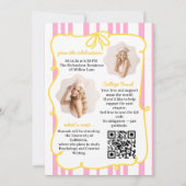 Freshly Graduated Pink Lemon Yellow Bow Photo QR 招待状 (裏面)