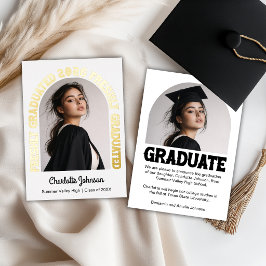 Freshly Graduated Retro Graduation Announcement 箔シーズンカード