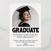 Freshly Graduated Retro Graduation Announcement 箔シーズンカード (裏面)