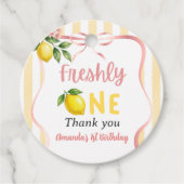 Freshly One Bow Pink Yellow Lemon First Birthday フェイバータグ (正面)