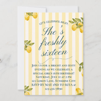 Freshly Sixteen Mediterranean Sweet 16 Birthday 招待状